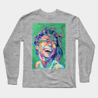 Abstract picture of a beautiful girl on a green background. Long Sleeve T-Shirt